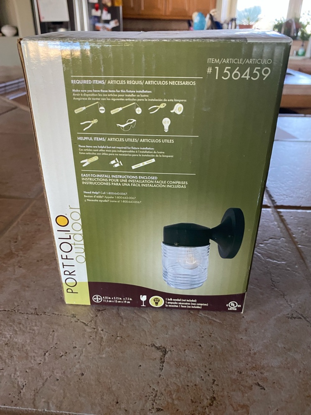 Portefolio Outdoor Wall Lantern - Black with Clear Glass